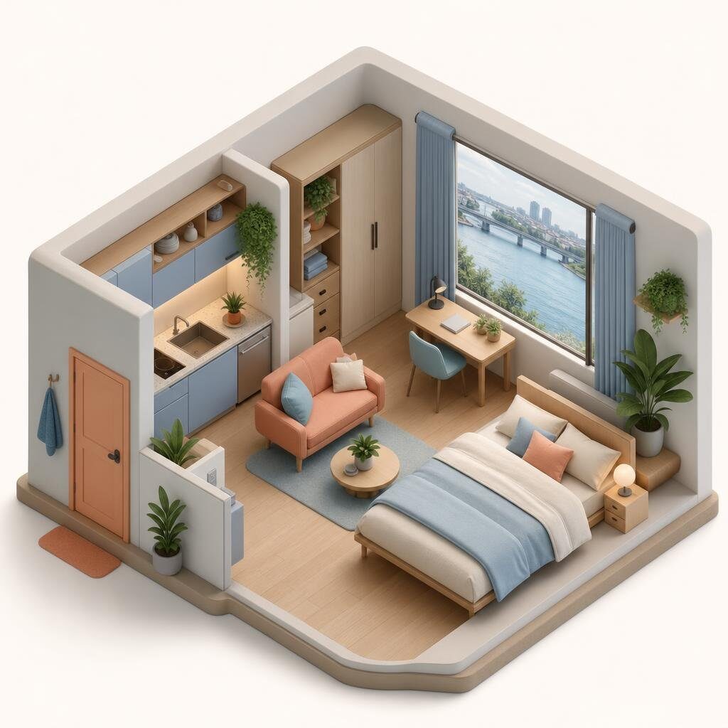 Студия 27,6 м² на 20 этаже, Nagatino i-Land, изометрия